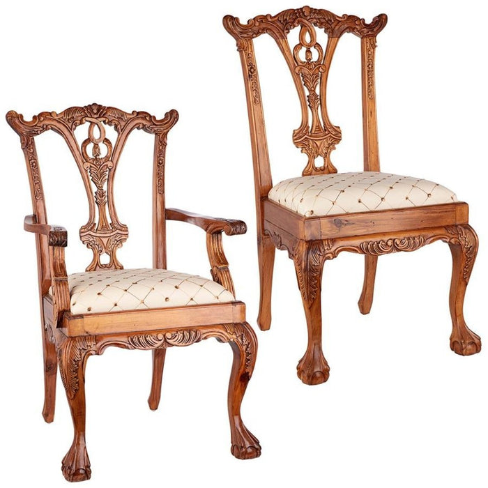 Design Toscano English Chippendale Chairs: Set of Six
