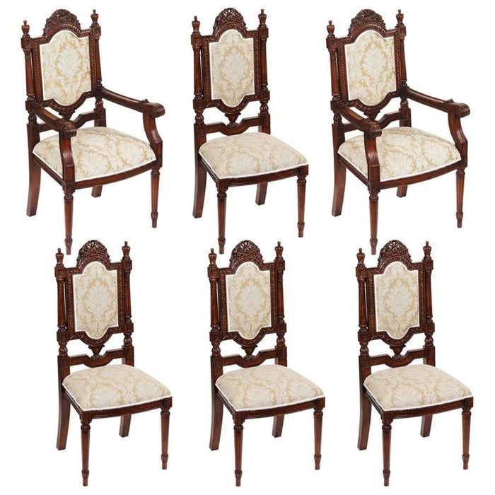 Design Toscano Salon des Rosiers Dining Chairs: Set of Six - Two Armchairs and 4 Side Chairs