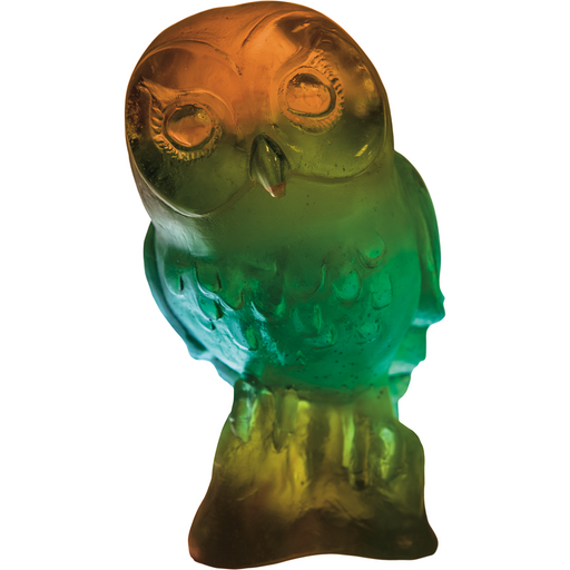 Daum - Crystal Edwige Owl in Amber & Grey - Time for a Clock