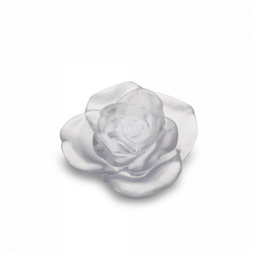 Daum - Crystal Rose Passion Decorative Flower in White - Time for a Clock