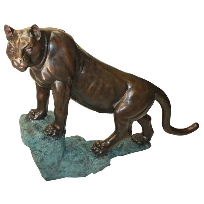 Design Toscano Cougar on a Rock Cast Bronze Garden Statue