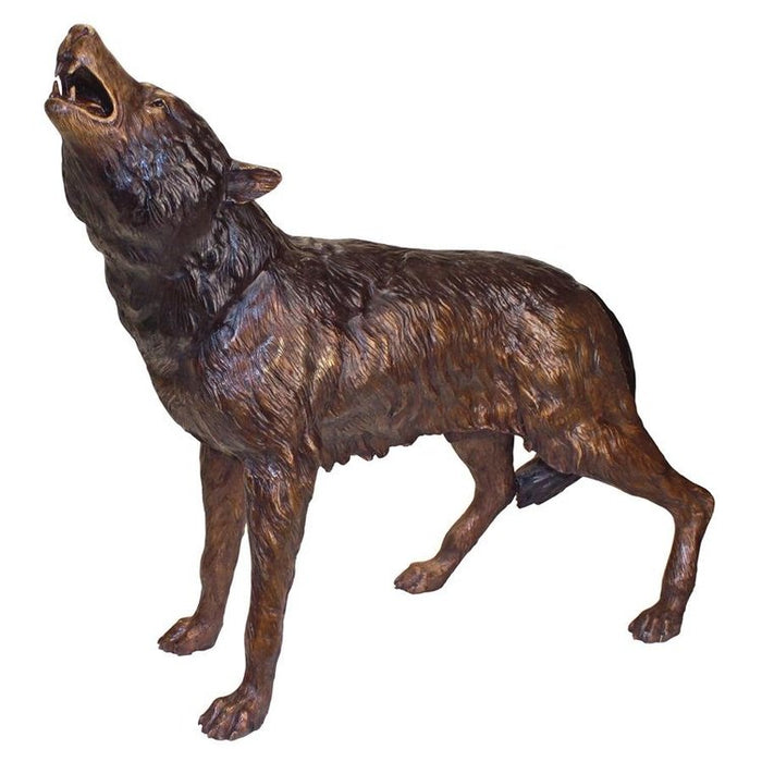 Design Toscano The Howl of the Wild Wolf Cast Bronze Garden Statue
