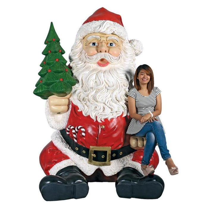 Design Toscano Giant Sitting Santa Claus Statue with Hand Seat