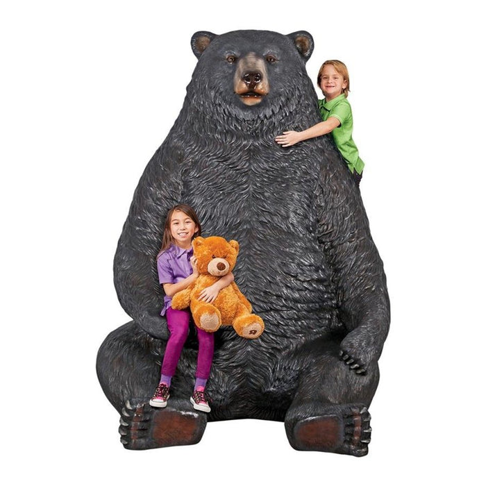 Design Toscano Sitting Pretty Oversized Black Bear Statue with Paw Seat