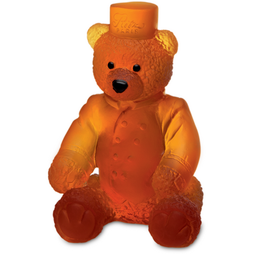 Daum - Crystal Large Ritz Paris Teddy Bear in Amber - Time for a Clock