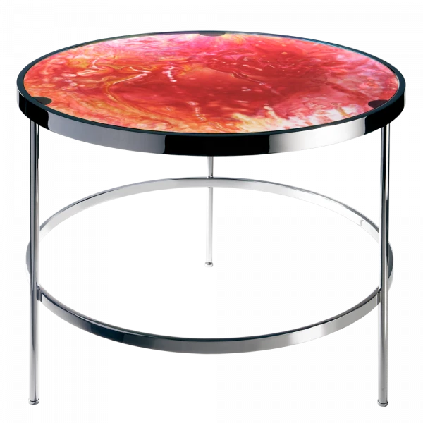 Daum - Crystal Imprévisible Side Table in Solar Red & Amber - Time for a Clock