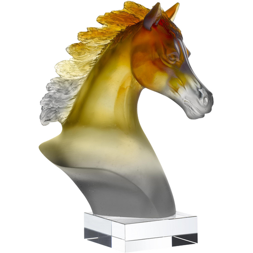 Daum - Crystal Arabian Horse Head in Amber & Grey - Time for a Clock