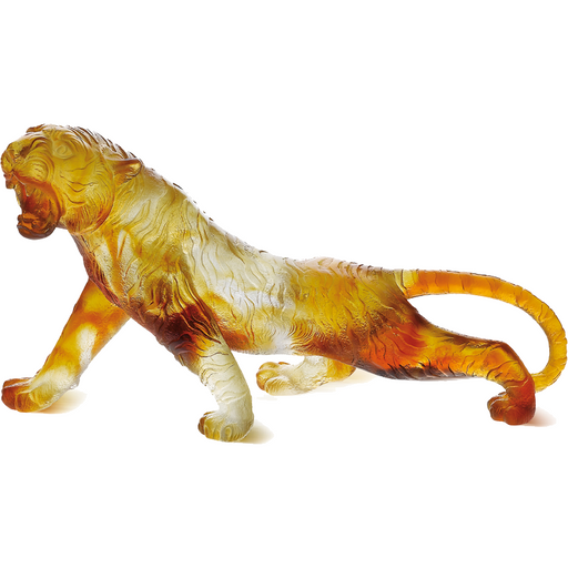 Daum - Crystal Bengal Tiger in Amber - Time for a Clock