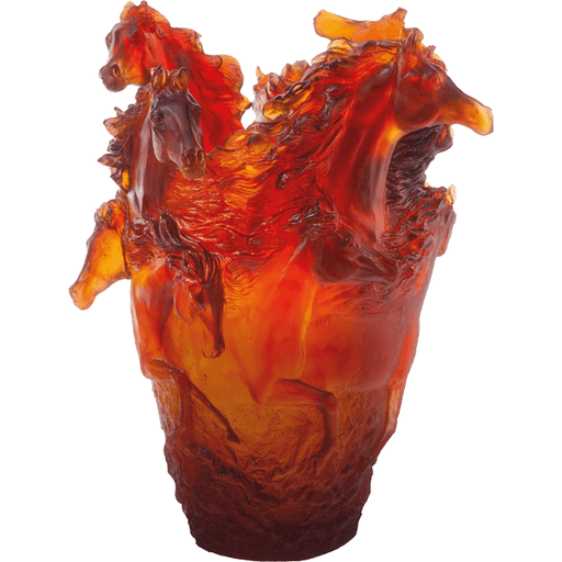 Daum - Crystal Horse Vase in Amber 500 Ex - Time for a Clock