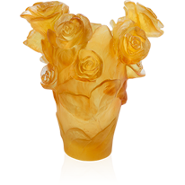 Daum - Crystal Rose Passion Small Yellow Vase - Time for a Clock