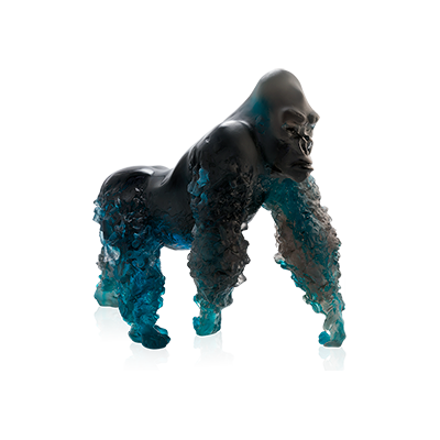Daum - Crystal Silverback Gorilla in Blue Grey by Jean-No - Time for a Clock