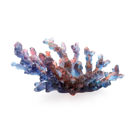 Daum - Crystal Coral Sea Blue Red Medium Bowl - Time for a Clock