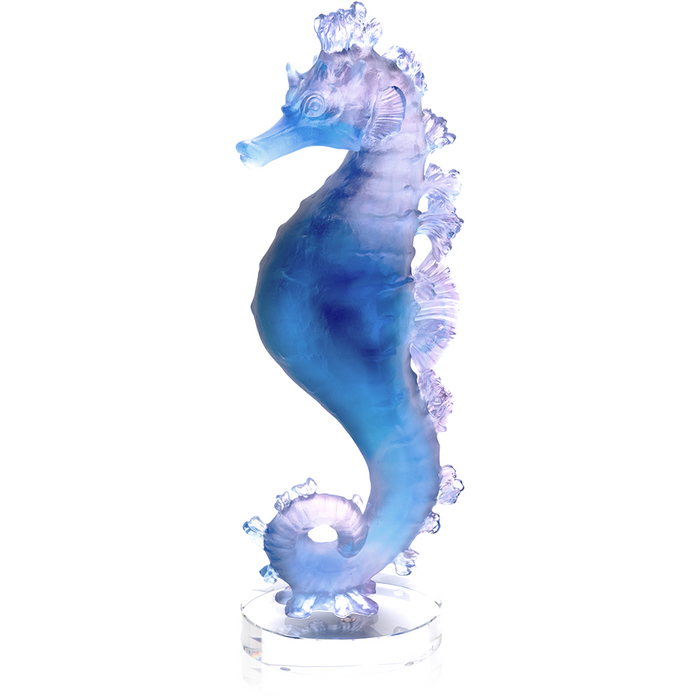 Daum - Crystal Coral Sea Blue Pink Seahorse - Time for a Clock