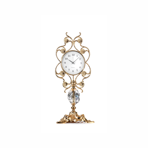 Excalibur Table Clock In Gold and Silver Finish Brass - Crystal Sphere - Made in Italy - Time for a Clock