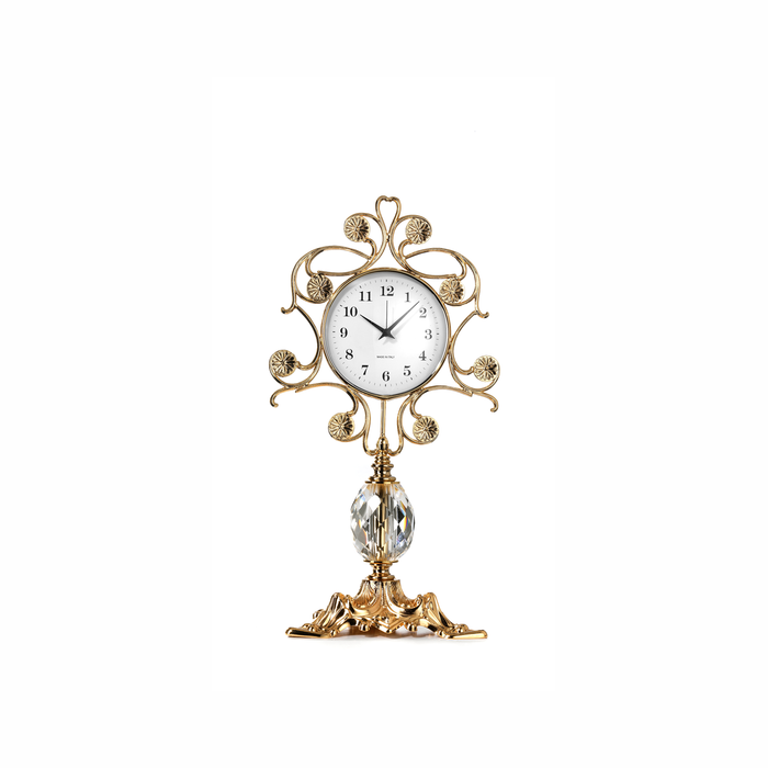 Varsavia Table Clock Gold and Silver Finish Brass - Crystal Sphere - Made in Italy - Time for a Clock