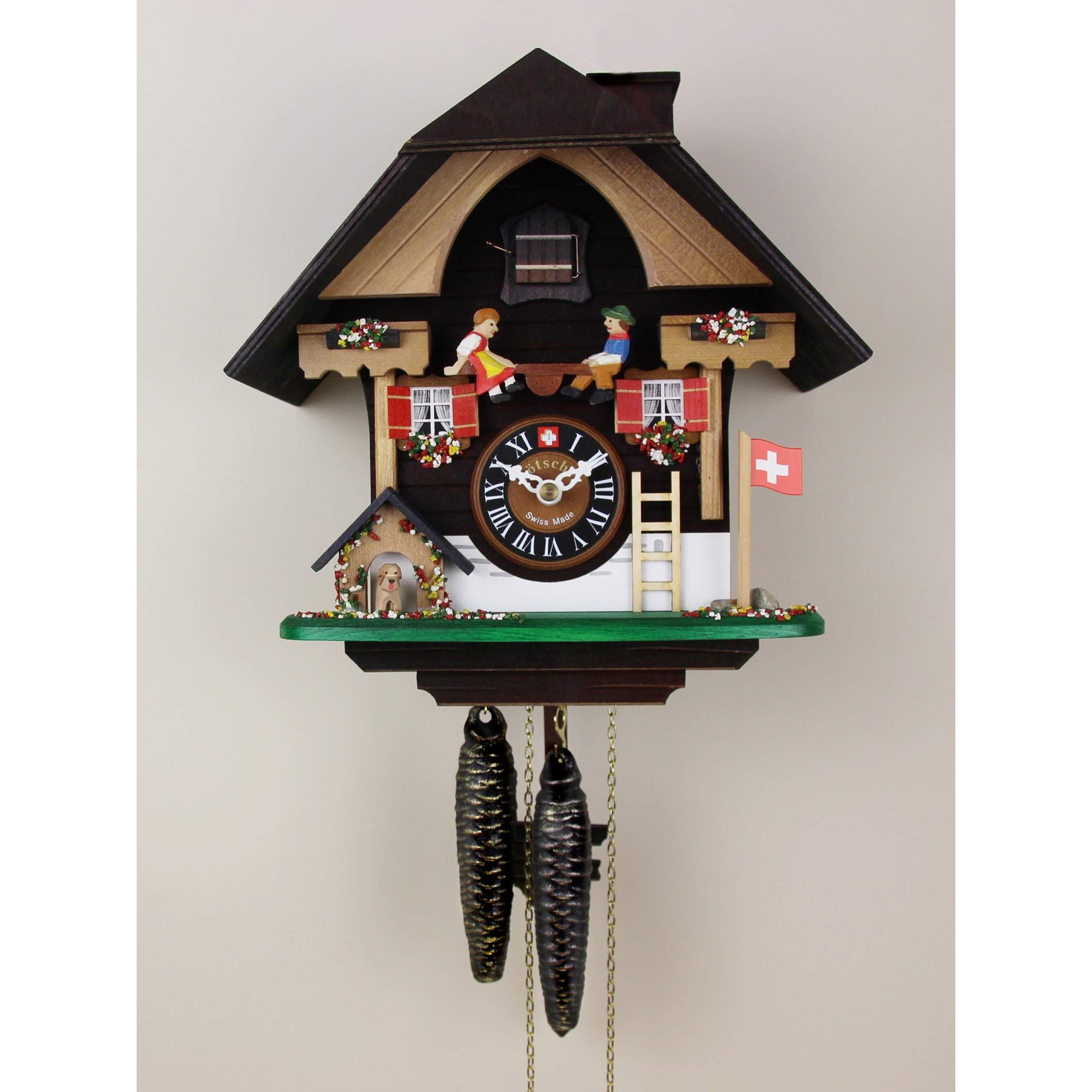 Loetscher - The Seesaw and the Puppy Swiss Cuckoo Clock - Made in