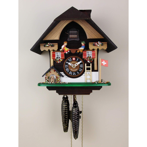 Loetscher - The Seesaw and the Puppy Swiss Cuckoo Clock - Made in Switzerland - Time for a Clock