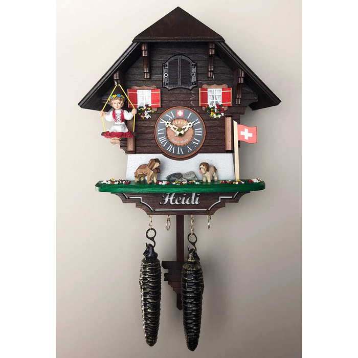 Loetscher - Heidi on the Swing Quartz Swiss Cuckoo Clock - Made in Switzerland - Time for a Clock