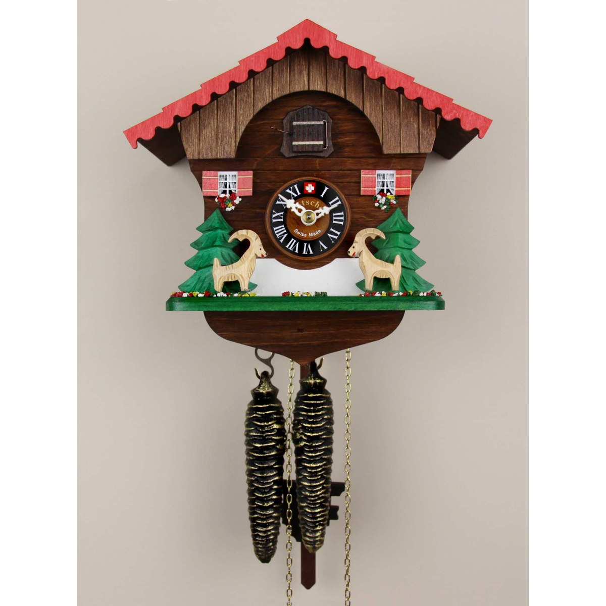 Loetscher - Leaping Ibex Chalet Swiss Cuckoo Clock - Made in
