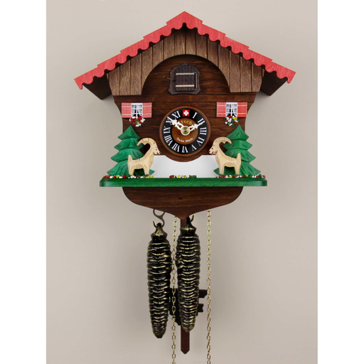 Loetcher - Leaping Ibex Chalet Swiss Cuckoo Clock - Made in Switzerland - Time for a Clock