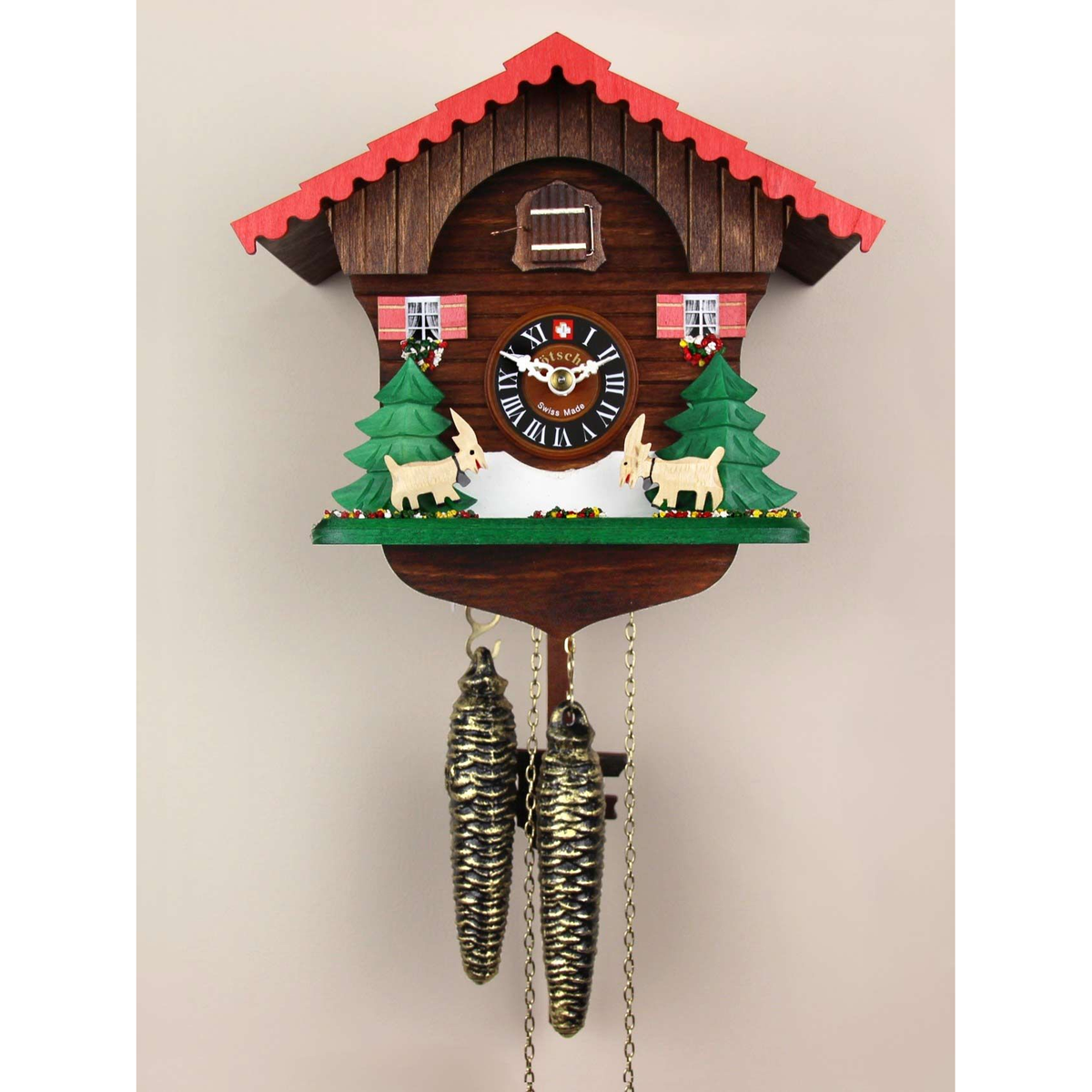 Loetscher - Goats At Play Chalet Swiss Cuckoo Clock - Made in Switzerl ...