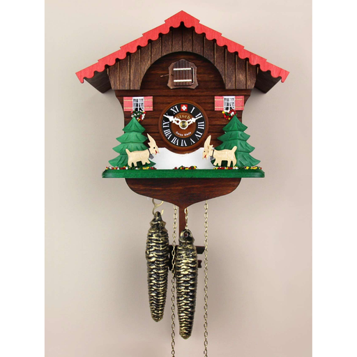 Loetscher - Goats At Play Chalet Swiss Cuckoo Clock - Made in Switzerland - Time for a Clock