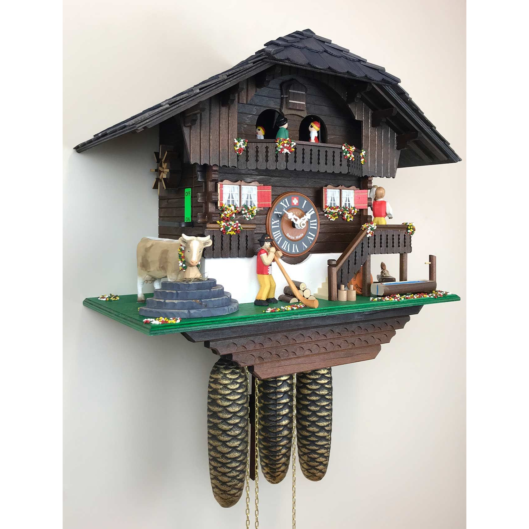 Loetscher - Alpine Cattle Descent Chalet Swiss Cuckoo Clock - Made in ...