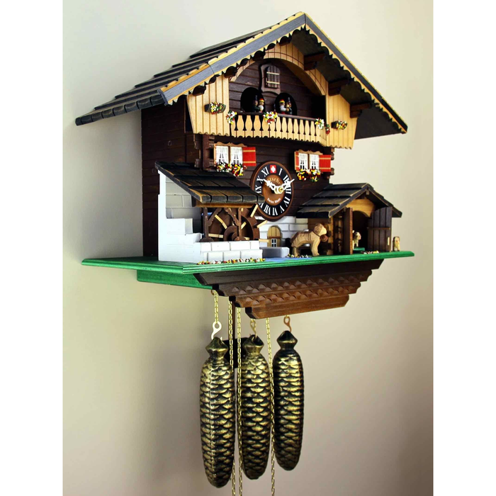 Loetscher - The Puppy Chalet Swiss Cuckoo Clock - Made in Switzerland - Time for a Clock