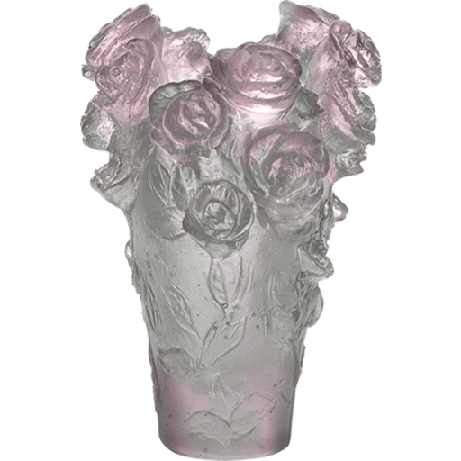 Daum - Crystal Mini Rose Passion Vase in Green & Pink - Time for a Clock