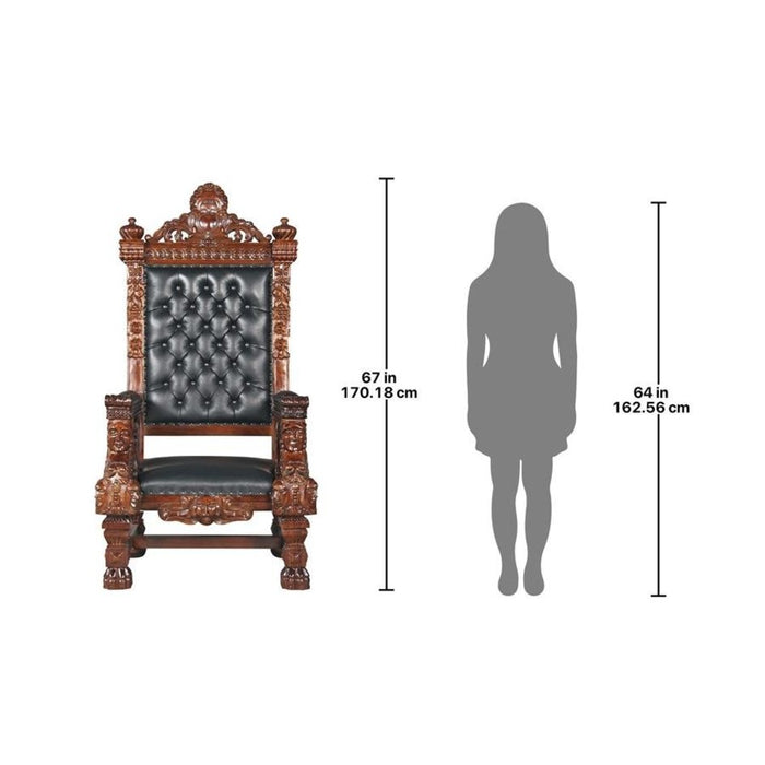 Design Toscano The Fitzjames Hand-Carved Solid Mahogany Throne Chair