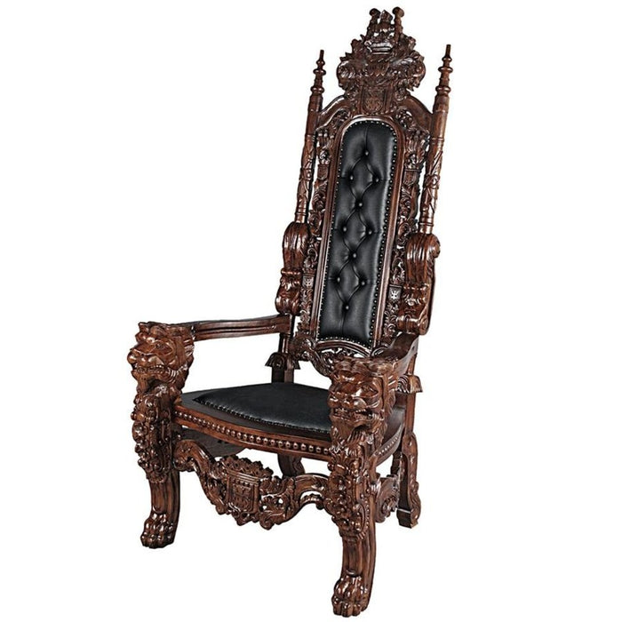 Design Toscano The Lord Raffles Leather Lion Throne Chair