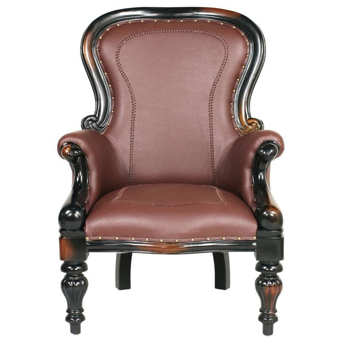 Design Toscano Victorian Rococo Faux Leather Wing Chair
