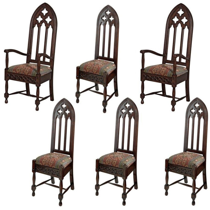 Design Toscano Viollet-le-Duc Gothic Cathedral Chairs: Set of Six
