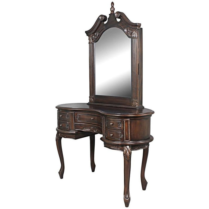 Design Toscano The Queen Anne Dressing Table and Mirror Set