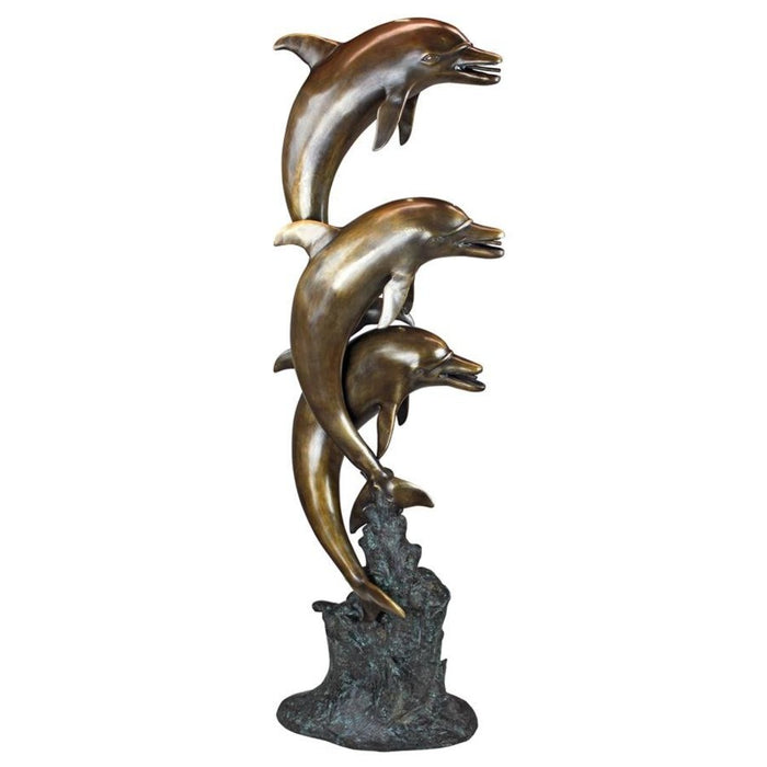 Design Toscano Triple Leaping Dolphins Cast Bronze Garden Statue