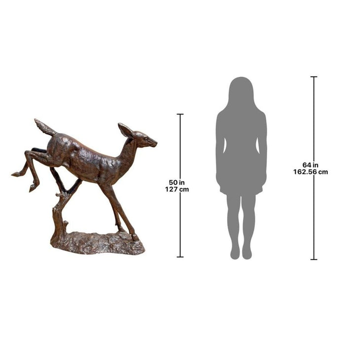 Design Toscano Leaping Deer Cast Bronze Garden Statue