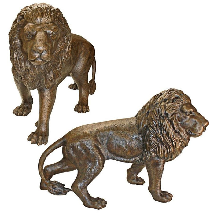 Design Toscano Guardian Lion Cast Bronze Garden Statues: Set of Right and Left