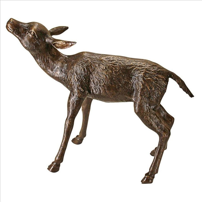 Design Toscano Standing Mother Doe and Baby Fawn Deer Bronze Garden Statue Set