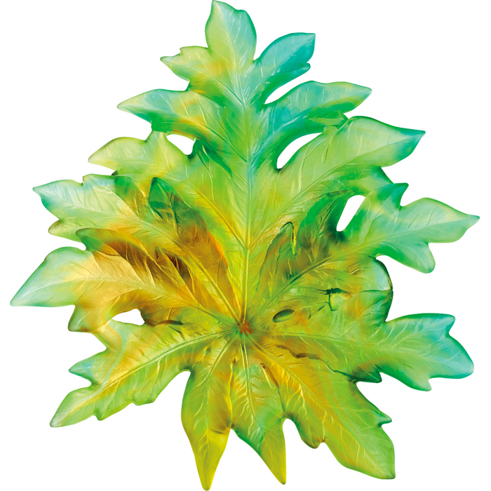 Daum - Large Bornéo Wall Leaf in Green by Emilio Robba - Time for a Clock