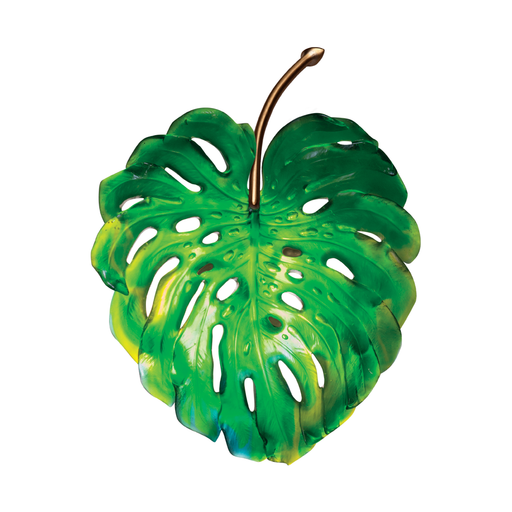 Daum - Small Short-Fixture Monstera Wall Lamp in Green by Emilio Robba - Time for a Clock