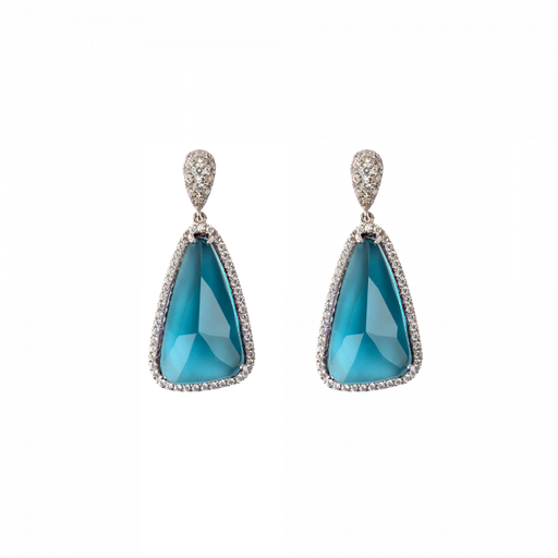 Daum - Éclat de Daum Crystal Earrings in Celadon Blue - Time for a Clock