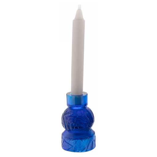 Daum - Empreinte Crystal Candleholder in Blue - Time for a Clock