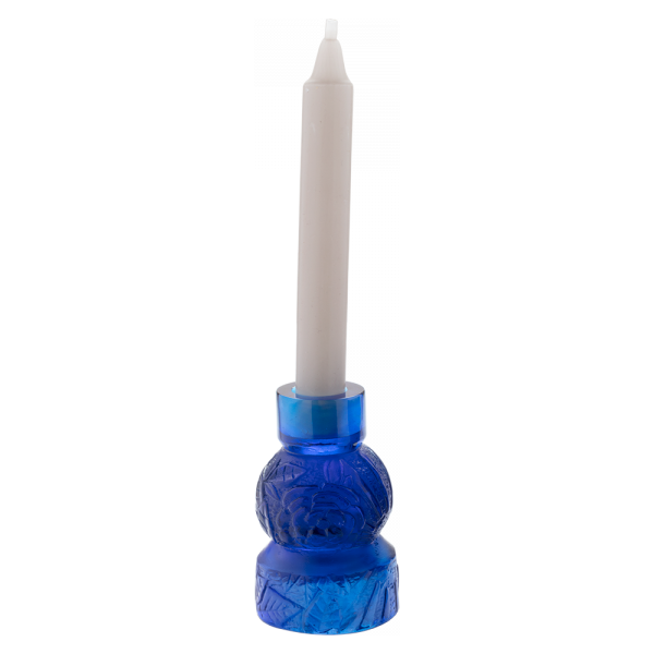 Daum - Empreinte Crystal Candleholder in Blue - Time for a Clock