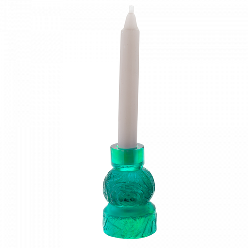 Daum -Empreinte Crystal Candleholder in Green - Time for a Clock