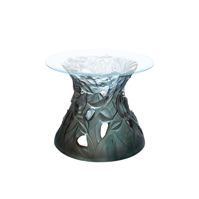 Daum - Vegetal Crystal Side Table in Blue-Grey - Time for a Clock