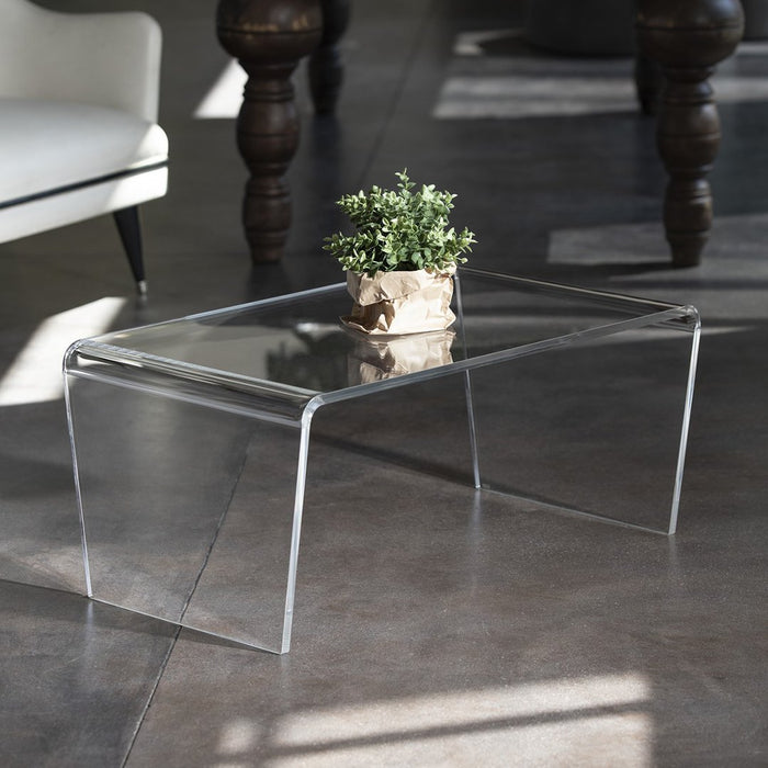 Vesta Rectangular Crystal Side Table in Clear Transparent