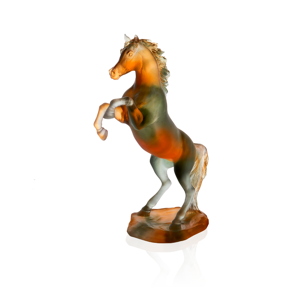 Daum - Crystal Spirited Horse in Amber & Grey 500 Ex | Time For a