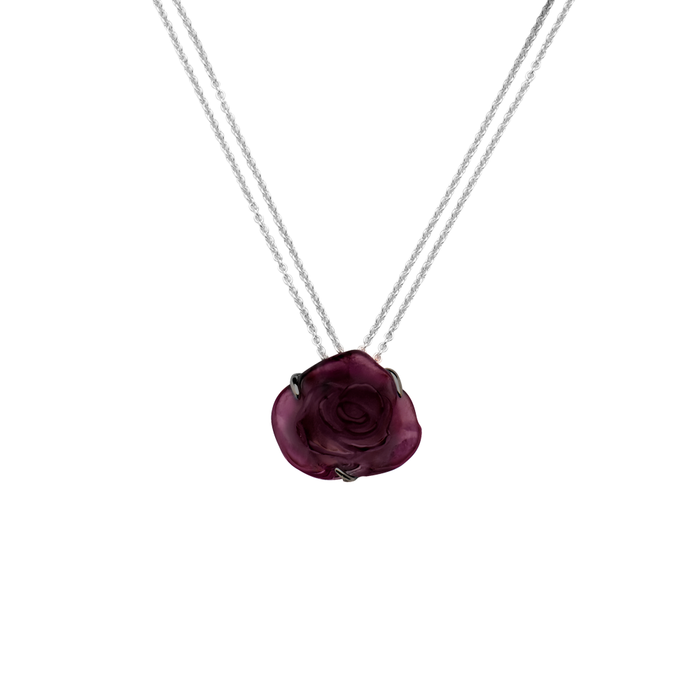Daum - Rose Passion Crystal Necklace in Black - Time for a Clock
