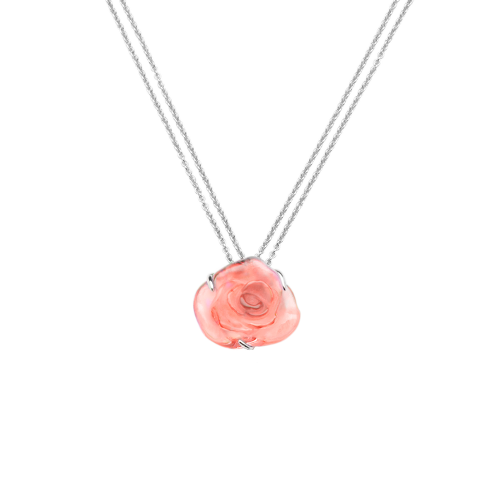 Daum - Rose Passion Crystal Necklace in Pink/Silver - Time for a Clock