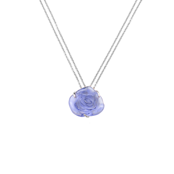 Daum - Rose Passion Crystal Necklace in Blue - Time for a Clock
